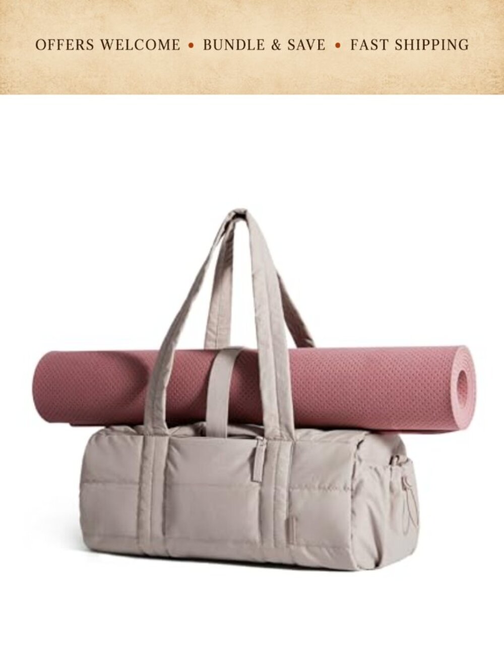 Quilted Gym Crossbody Bag Wet Dry Pocket Yoga Mat 15L